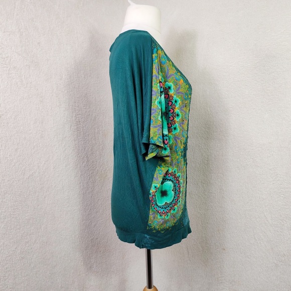Desigual Green Short Sleeve Oversived Printed T-shirt UK Size L - Picture 3 of 5